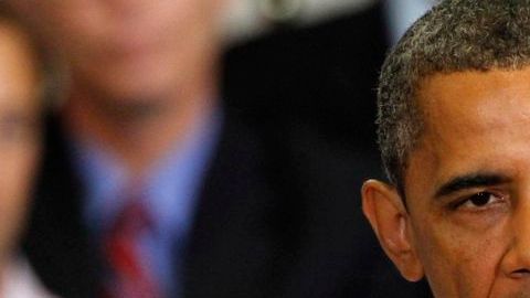Barack Obama durante su discurso en la secundaria Green Run en Virginia Beach.