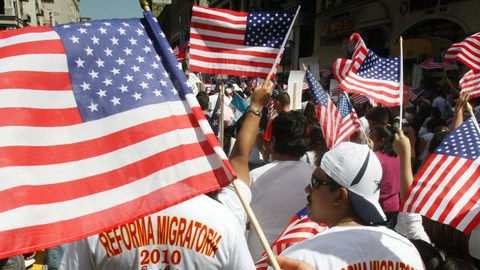 Migrantes durante una marcha en 2010.