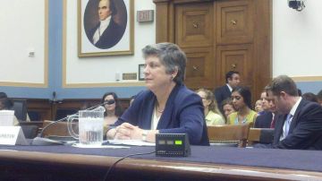 La secretaria del Departamento de Seguridad Nacional, Janet Napolitano, durante la audiencia hoy en el Congreso.