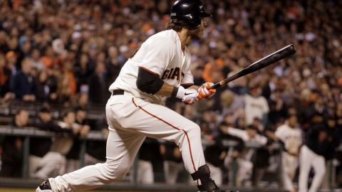 Brandon Crawford de San Francisco, durante el juego contra San Diego.