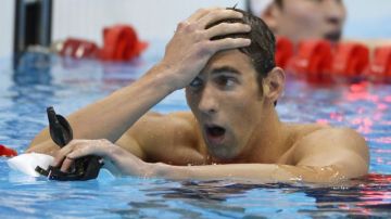 "Oh my God": A juzgar por su gesto, Michael Phelps parece sorprendido de su pobre actuación.