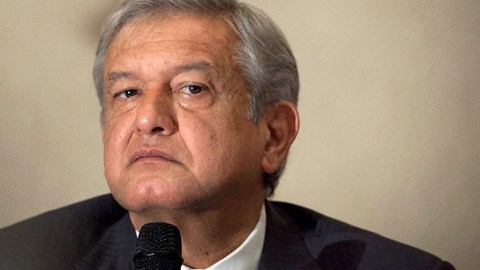 Andres Manuel López Obrador en una conferencia de prensa en la Ciudad de México.