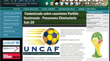Documento de la Uncaf en la pagina de internet de web de la Concacaf en donde da a conocer las fuertes sanciones.