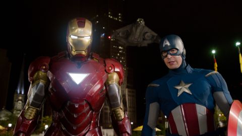 Iron Man y Captain America en 'The Avengers'.