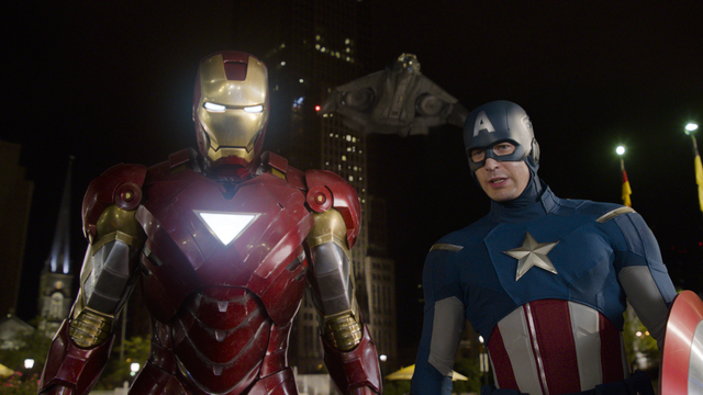 Iron Man y Captain America en 'The Avengers'.