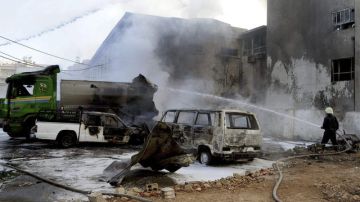 Una explosión registrada cerca del hotel de los observadores de la ONU en Damasco, Siria, ayer.