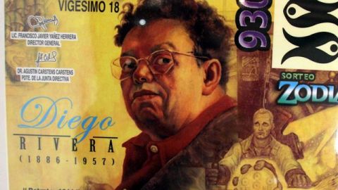 La Lotería Nacional de México, cuando presentó en el Museo del Carmen el billete en homenaje al muralista Diego Rivera.