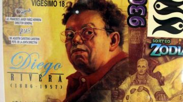 La Lotería Nacional de México, cuando presentó en el Museo del Carmen el billete en homenaje al muralista Diego Rivera.