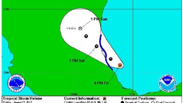 La tormenta tropical Helene se formó en el Golfo de México frente a costas de Veracruz.