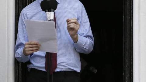El fundador de Wikileaks, Julian Assange, en declaración.