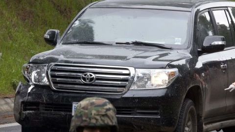 En esta camioneta viajaban los ciudadanos de EEUU cuando fueron heridos de bala.