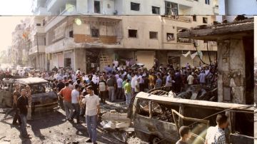 Lugar donde 12 civiles murieron y 48 resultaron heridos por un coche-bomba en un funeral, en Damasco, Siria.