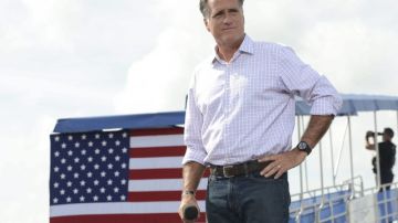 Mitt Romney, candidato republicano a la presidencia de EEUU, en un acto en  Lakeland, Florida, ayer.