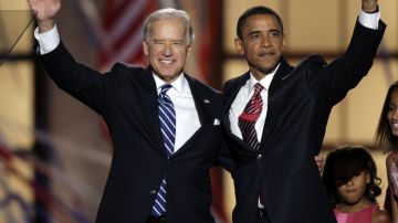 Obama y Biden en la Convención Nacional Demócrata en 2008 en Denver, Colorado.