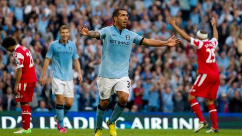 Carlos Tévez ha tenido un gran arranque en la Premier League anotando goles para el Manchester City.