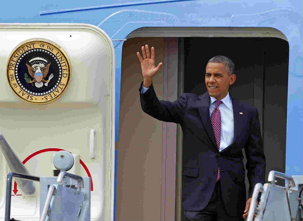 El presidente de EE.UU. Barack Obama llegó hoy a Charlotte, Carolina del Norte, acompañado de sus hijas Malia y Sasha.
