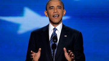 Obama durante su discurso en la Convención Nacional Demócrata.