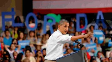 El presidente Barack Obama habló durante un evento de campaña en West Palm Beach, Fla., el domingo 9 de septiembre de 2012.
