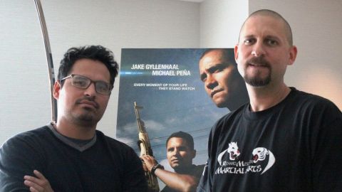 El actor Michael Peña y el director y guionista David Ayer, en Chicago.