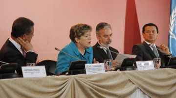 La secretaria ejecutiva de la Comisión Económica para América Latina y el Caribe (Cepal), Alicia Barcena, durante la clausura del trigésimo cuarto periodo de sesiones del organismo en San Salvador el mes pasado.