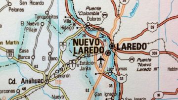 Imagen del mapa donde se ubica la ciudad mexicana de Nuevo Laredo, en Tamaulipas (México), frontera con EEUU.