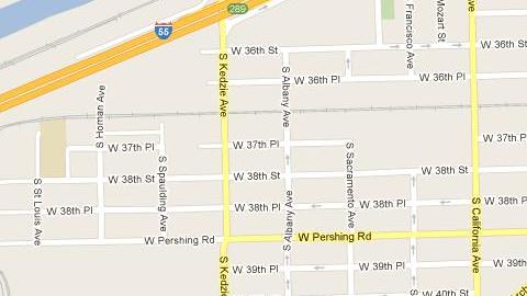 Mapa ilustrando Brighton Park en Chicago
