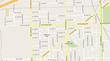Mapa ilustrando Brighton Park en Chicago