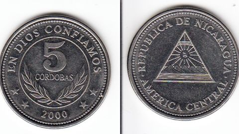 Desde agosto empezó a circular en Nicaragua una nueva moneda de 5 córdobas sin la frase "En Dios Confiamos".
