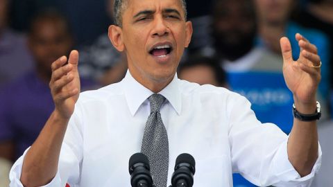 El presidente Obama en uno de sus actos de campaña.