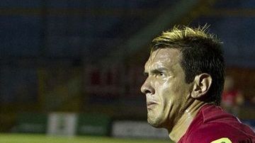 Mario Rodríguez del Municipal de Guatemala celebra su gol ante el Chorrillo de Panamá por Concachampions.
