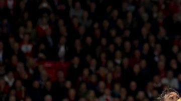 El central serbio Nemanja Vidic, durante el último partido del Manchester United en la Champions frente al Galatasaray.