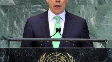 Presidente Juan Manuel Santos interviene  ante ONU,  ayer.