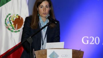 La representante de la Organización de las Naciones Unidas para la Alimentación y la Agricultura (FAO) en México, Nuria Urquía, habló el 24 de septiembre de 2012, durante la inauguración de la reunión de científicos agrícolas del G20 que se celebra en Guadalajara (México).