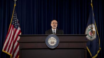 El Director de la Reserva Federal Ben Bernanke habla en una conferencia en Washington.