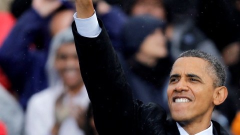 El presidente Barack Obama en un acto de campaña celebrado ayer en la Universidad Estatal de Cleveland en Cleveland, Ohio.