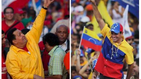 Miles de venezolanos que viven en el exterior saldrán mañana a votar entre Hugo Chávez y Henrique Capriles.