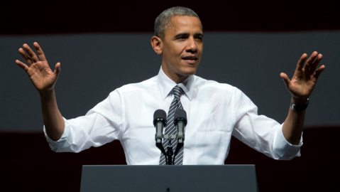 El Presidente Barack Obama durante un evento de campaña en el Bill Graham Civic Auditorium, de San Francisco, el lunes 8 de octubre de 2012.
