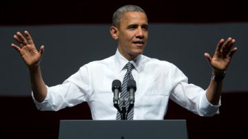 El Presidente Barack Obama durante un evento de campaña en el Bill Graham Civic Auditorium, de San Francisco, el lunes 8 de octubre de 2012.