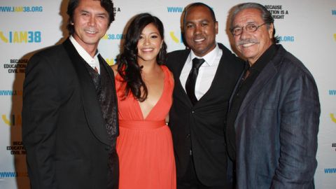 Lou Diamond Phillips, Gina Rodríguez, Edward J Olmos y Michael D. Olmos el lunes en LA.