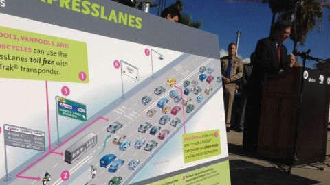 Las vías de cobro en la Interestatal 110 abarcan de la autopista 91 al bulevar Adams, en el centro de Los Ángeles, un tramo de 11 millas.