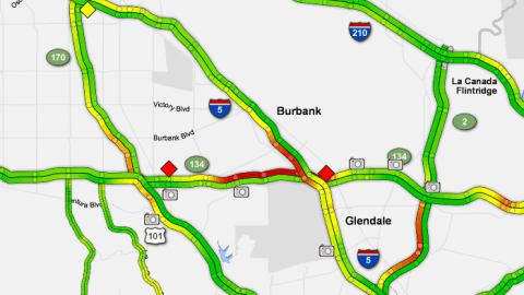 Mapa de las carreteras cerca de Glendale.