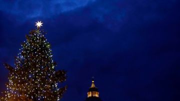 Iluminan árbol de Navidad de 24 metros de altura en la plaza de San Pedro en El Vaticano.