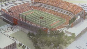 Una vista de lo que será el nuevo estadio de la Universidad de Houston.