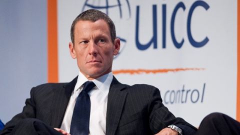 Lance Armstrong en su más reciente aparición en público.