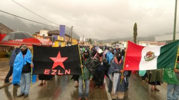 Manifestación de apoyo al Ejército Zapatista de Liberación Nacional el 21 de diciembre en San Cristobal de las Casas, Chiapas.