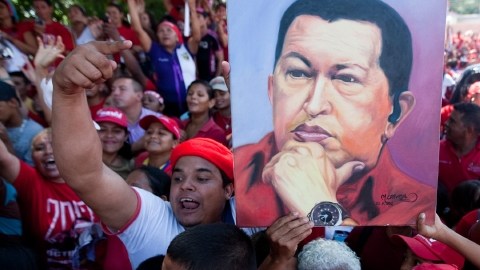 Simpatizantes del presidente de Venezuela, Hugo Chávez, en un acto en Sabaneta, Barinas, Venezuela.