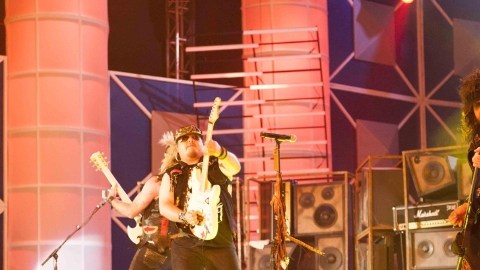 La banda de rock Moderatto durante su presentación en el Festival Acapulco 2012.