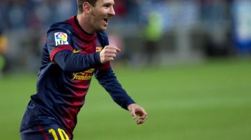 Lionel Messi  marcó el primer tanto en la goleada del Barcelona 3-0 ante el Málaga.