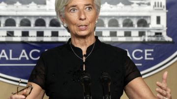 La directora-gerente del Fondo Monetario Internacional (FMI), Christine Lagarde, cuando ofrecía una rueda de prensa en el palacio presidencial de Malacanang en Manila (Filipinas).