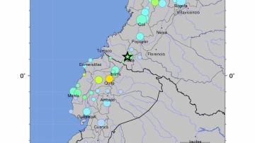 El mapa muestra las zonas de intensidad del sismo registrado en Colombia, el 9 de febrero de 2013.